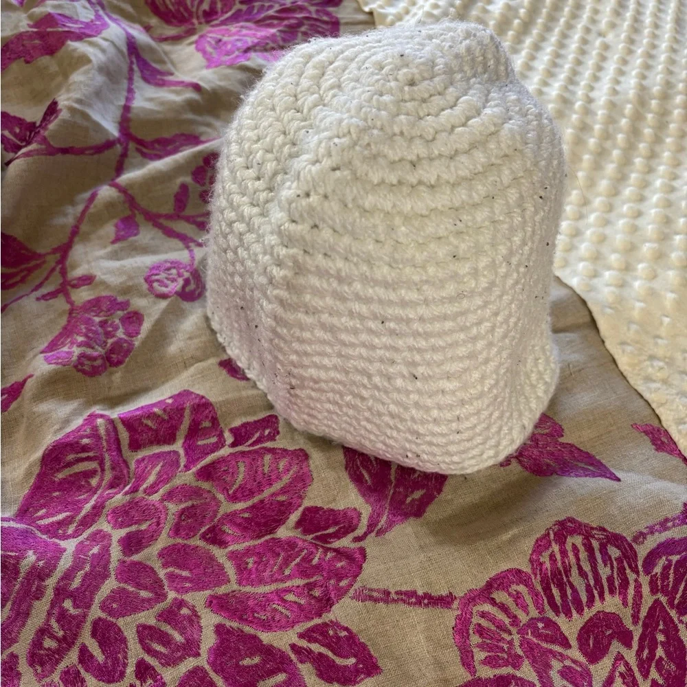 White Hand Knit Hat